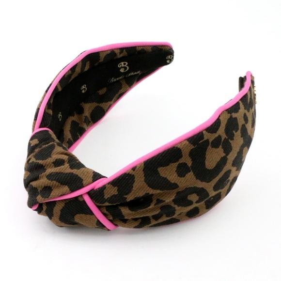 515. The Brooke Shade Leopard Print Denim with Hot Pink Piping Topknot